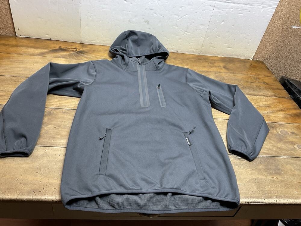 Burlebo Duke Tech Softshell Jacket Gray Hooded Water Resistant Fleece Lined M